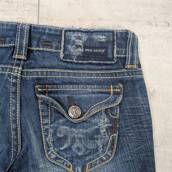 MEK Denim USA Tacoma Boot Cut Distressed Dark Wash Women's Jeans 25 x 34 - Picture 10 of 12